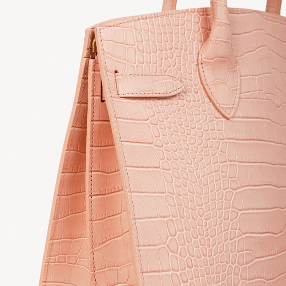 Teddy Blake Kate Croco 12" Nude Pink Leather Tote - Picture 6 of 11